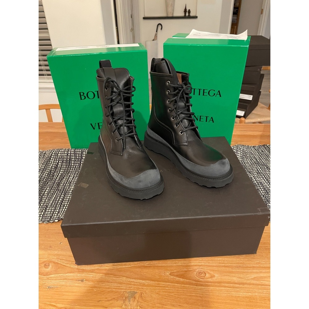 Bottega Veneta 578295 Men's Black leather grey suede Storm Cuir boots, Sz 40 - Picture 9 of 15